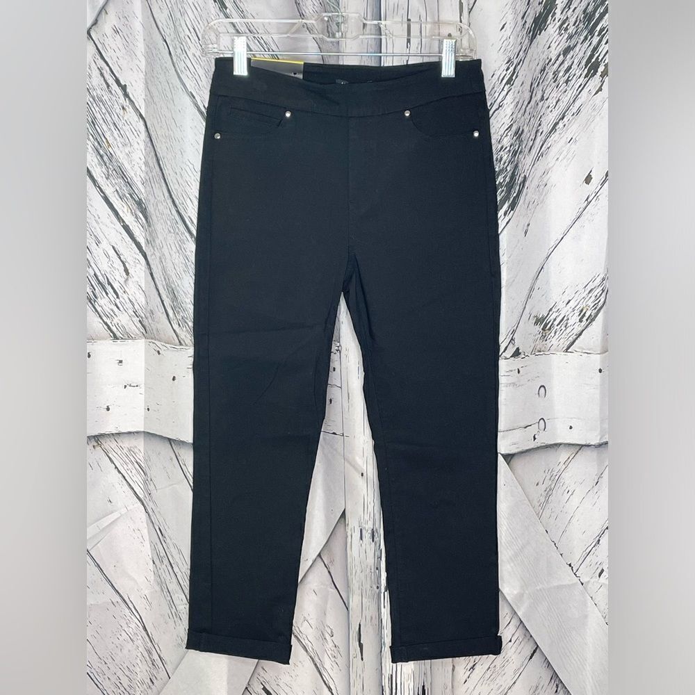 Mario Serrani Italy Pants Capri Cuffed Stretch Black S
